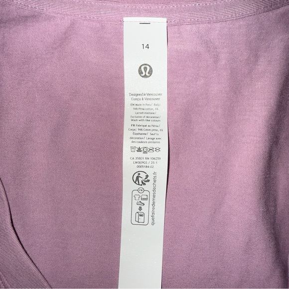 NWT LULULEMON Love V-Neck - Size 14 Lavender Lux - Picture 9 of 13